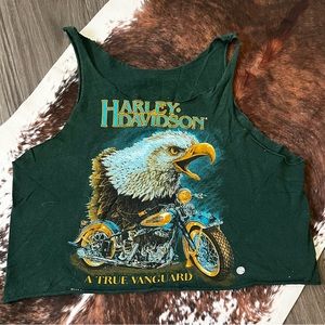 Harley Davidson Green Cut Eagle Biker Crop Tank